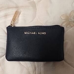 NWT Michael Kors Navy Wristlet with Gold Accents